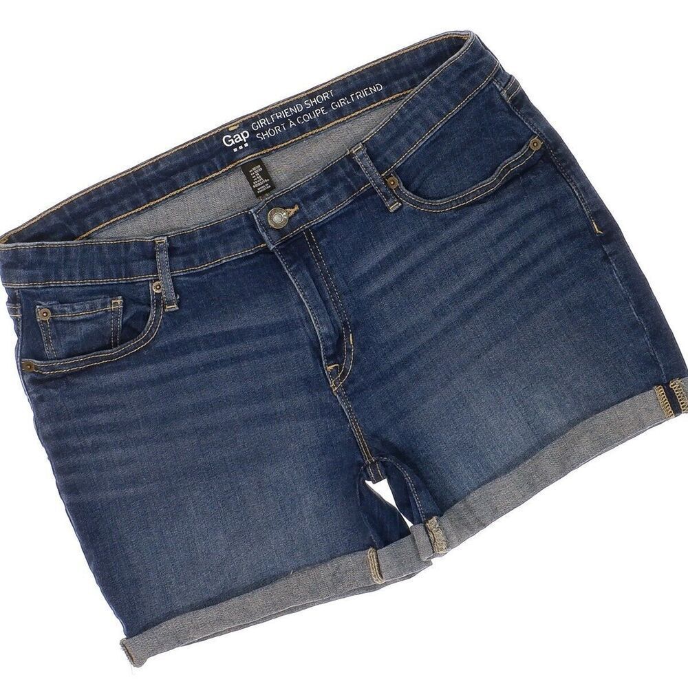 Gap Outlet Shorts Womens Size 10/30 Girlfriend Cuffed Blue Denim Measures W34 - Picture 5 of 7
